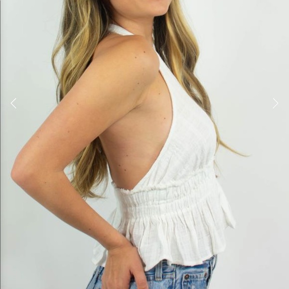 Grey Bandit Halter White Linen Top - Picture 2 of 4